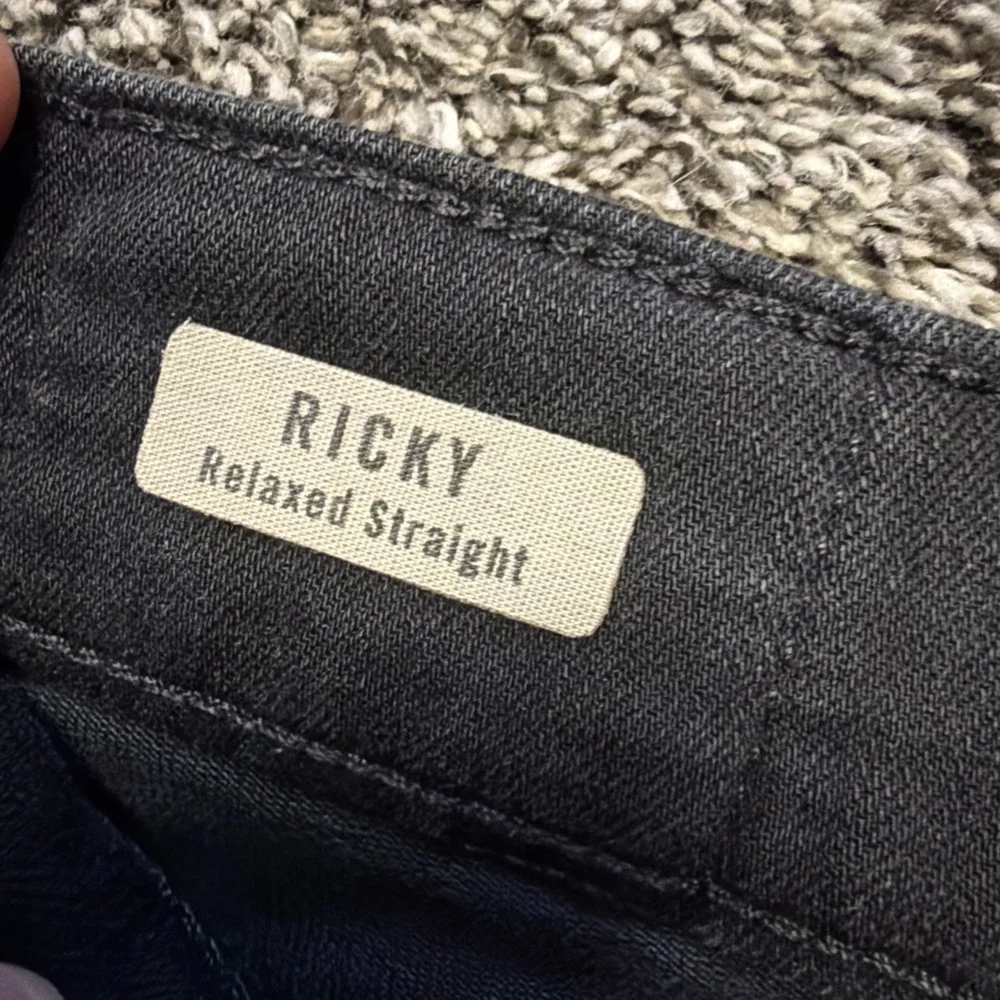 True Religion Jeans Mens 36‎ Black Ricky Relaxed Straight Denim USA Made Flap